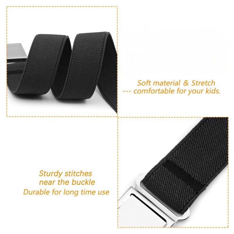 JASGOOD Kids Adjustable Magnetic Belts for Boys Girls Elastic Belt with Easy Magnetic Buckle(Black+Coffee,pant size 16-26Inch) - Image 4